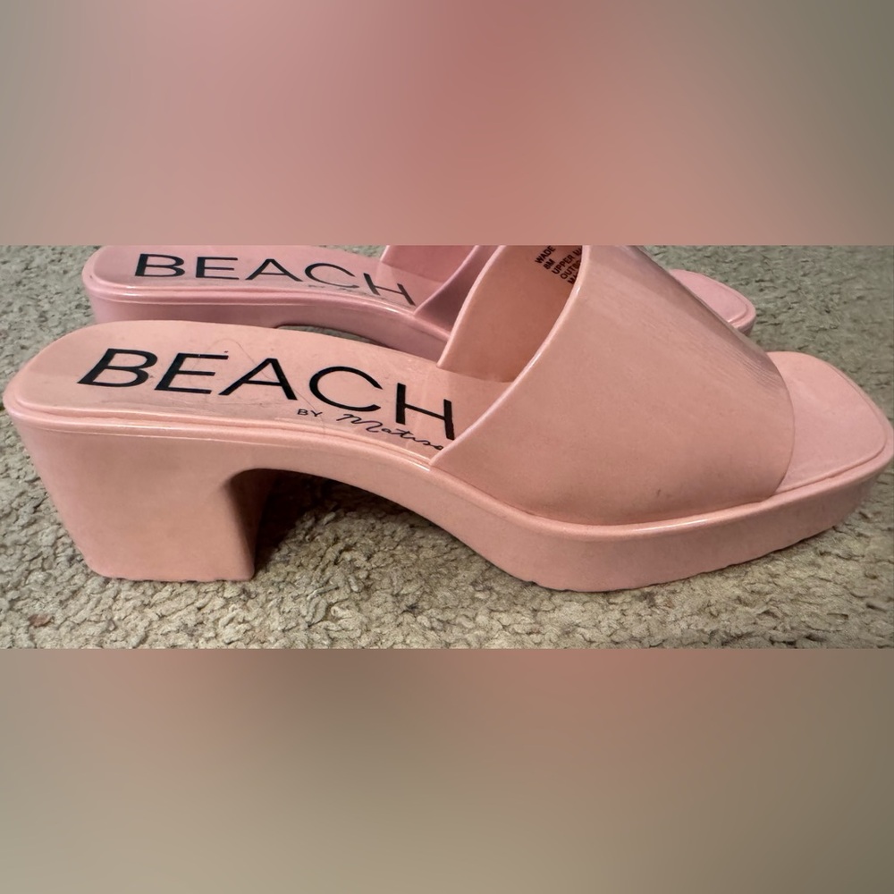Beach by Matisse Pink Luxury Slide Block Heel Platform Sandals Women’s Sz 8 Shoe - Picture 2 of 6